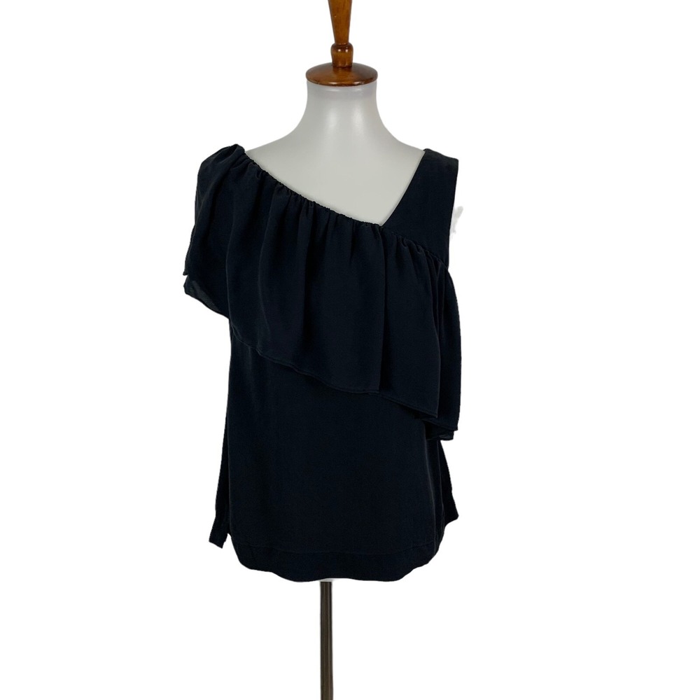 Mayla Silk Blouse 8 Black One Shoulder Partywear‎ Designer Modern